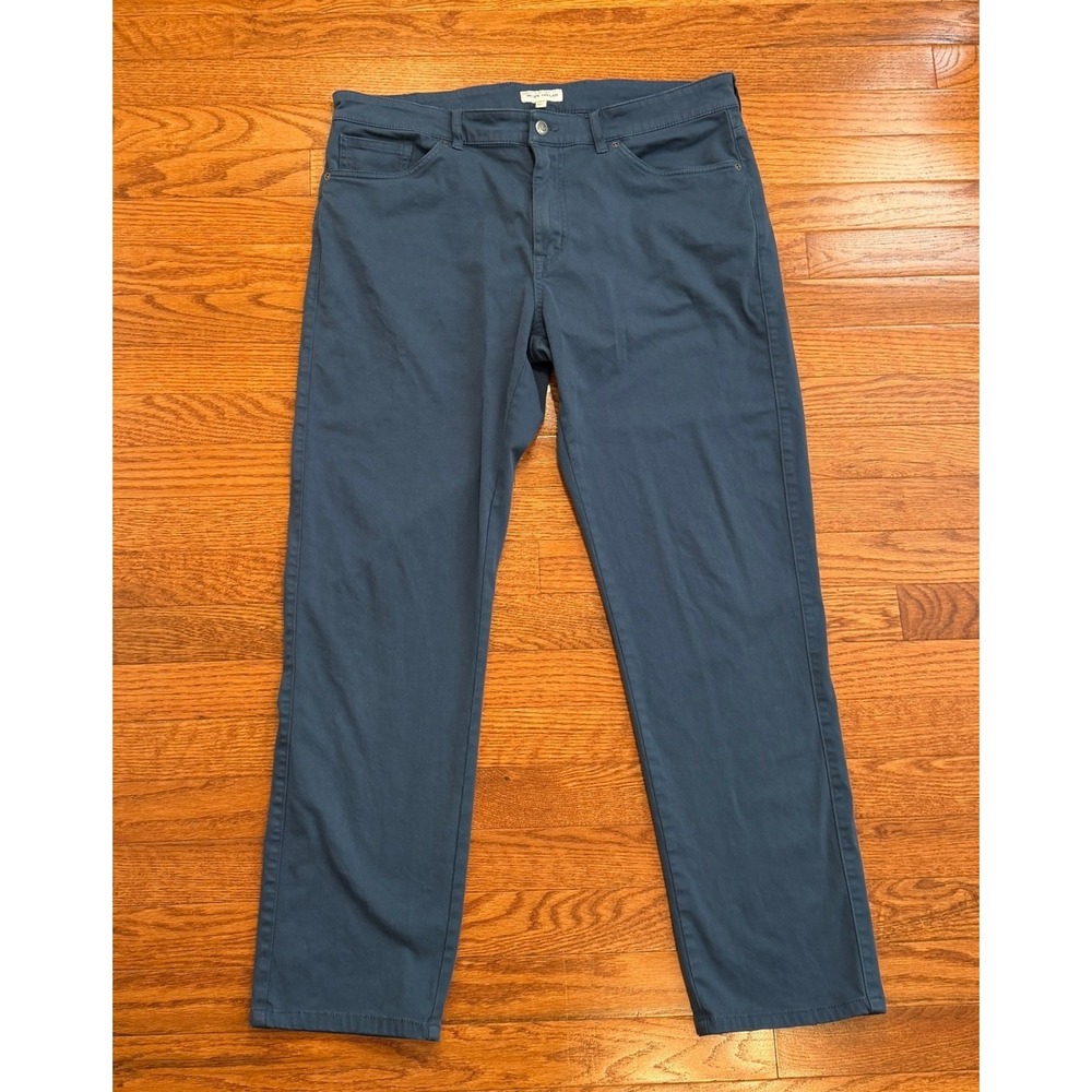 Peter Millar Signature Sateen Pants Fits Mens 36x32 Blue 5-Pocket Stretch Chino
